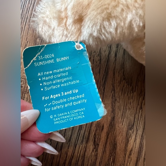 Vintage 1983 Dakin Blue Corduroy Bunny Rabbit Plush Easter Stuffed Animal NWT - Picture 6 of 6